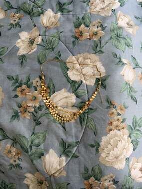 Gold Tone Multi-Strand Disc Coin Layered Necklace